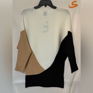 Northern Angels Women's Colorblock Sweater - Cream, Tan, Black